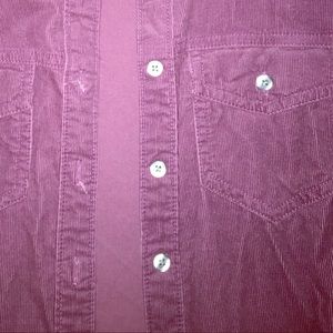 Gab button up corduroy plum dress with POCKETS
